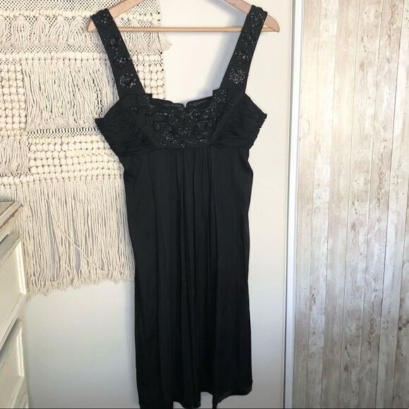 Eli’s Tahari Black Beaded Silk Dress - Picture 3 of 10